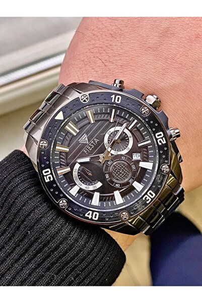 Fiesta ساعة يد رجالية بحزام معدني F24081M