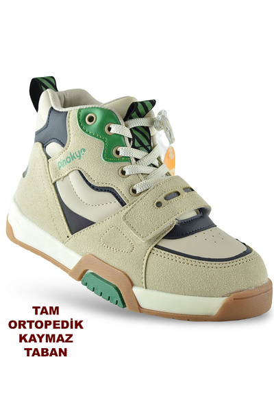 Pinokyo İstanbul Ortopedik Bağcıklı Cırtlı Unisex Çocuk Bot Ayakkabı Kışlık Ç...