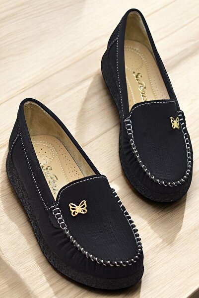 ISPARTALILAR 395D حذاء نسائي مريح وحيد يومي حذاء باليه نسائي فراشة