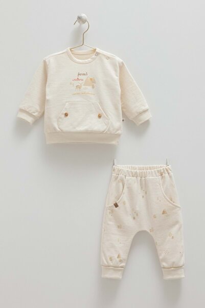 Caramell COOL MOUNTAIN KANGURU CEP DETAYLI ALT ÜST TAKIM Bej