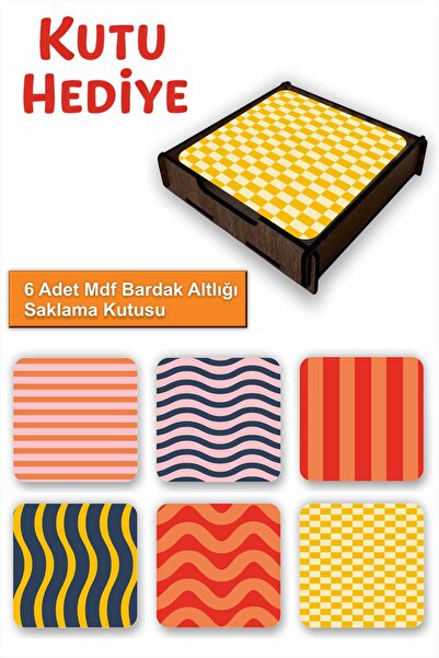 UNT 6-Piece Mdf Coasters with Storage Box – Decorative Mediterranean Breeze P...