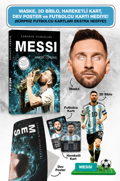 Parodi Yayınları Messi Futbolcu Kitabı - Maske, 3D Biblo, Dev Poster, Kart He...