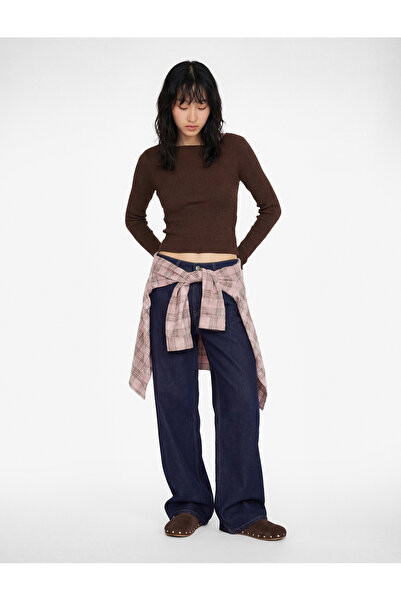 Koton Slim Fit Long Sleeve Asymmetric Collar Knitwear Sweater