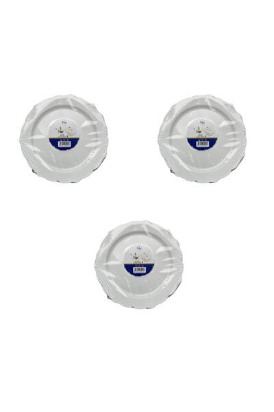 omeyva Kullan At Parti Plastik Sert Mika Tabak - 26 Cm. - Beyaz - 6 Adetlik 3...