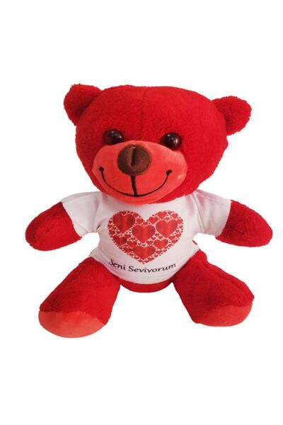 Skygo تي شيرت أحمر تيدي بير مع قلب أنا أحبك