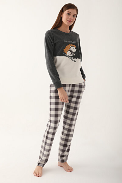 Arnetta Σετ γυναικεία μακρυμάνικη πιτζάμες Fa Fredo Dark Grey
