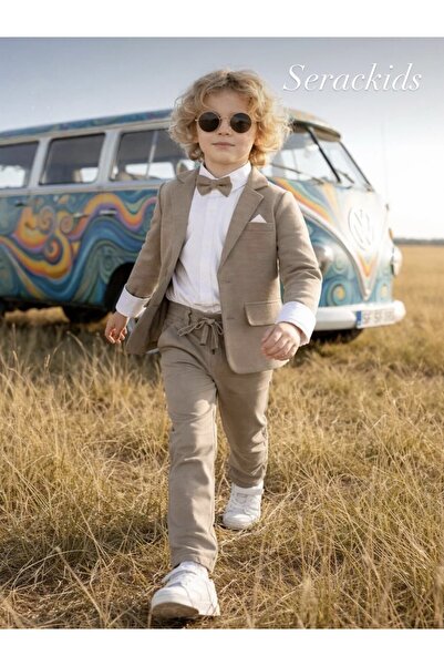 Serackids Ceketli Keten Takım Elbise Çocuk Takım Bayram Doğum Günü Düğün Özel...