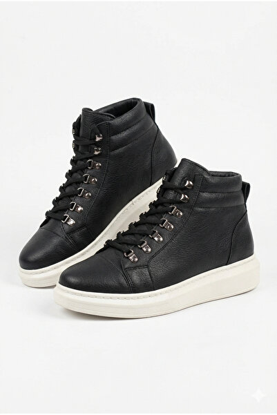 Zerenyus Ανδρικά αθλητικά μποτάκια ZRJ206 με κορδόνια σε μαύρο και λευκό χρώμα