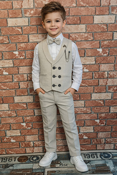 HAYTA Set vestă pentru copii 0-1 an - 14 ani, crem argintiu