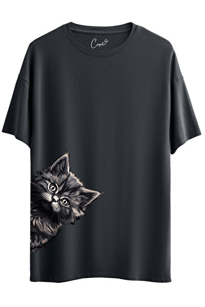 Çapıt Tricou cu mânecă scurtă din bumbac 100% imprimat cu pisici afumate