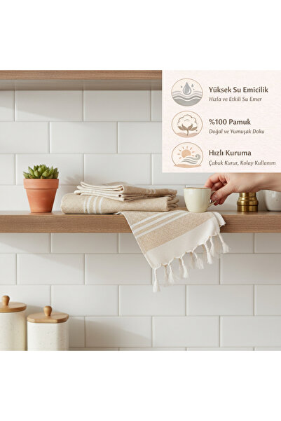 CESSTORE %100 Pamuk Yüksek Emici Mutfak El Havlusu, Hızlı Kuruyan, Yumuşak Do...