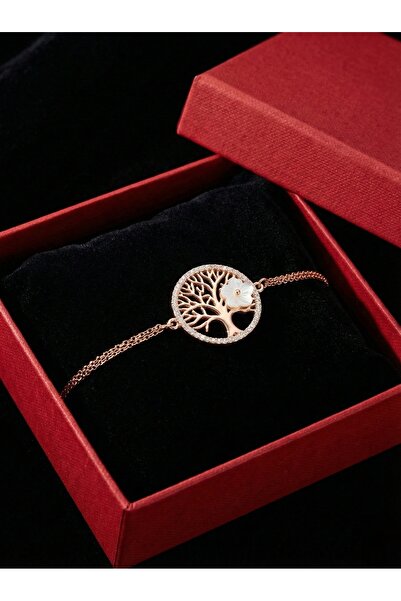 ÇEKİRDEK JEWELRY 925 Ayar Gümüş Manolya Çiçekli Hayat Ağacı Bileklik