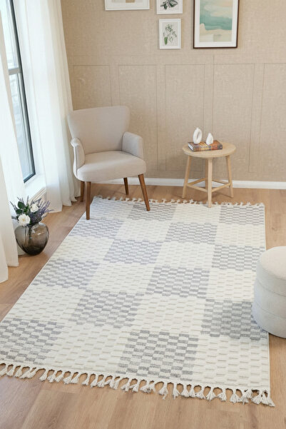 RUSTİC CARPET Curled Soft Plush Cream Children's Room Living Room Living Room Kitchen Rug