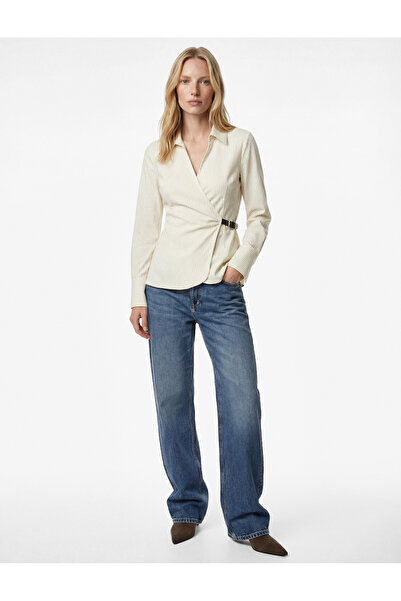 Koton Cămașă cu mânecă lungă cu două rânduri de nasturi cu dungi, cu detaliu ...