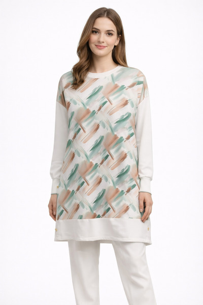 Ayda Triko Firca Patterned Tunic