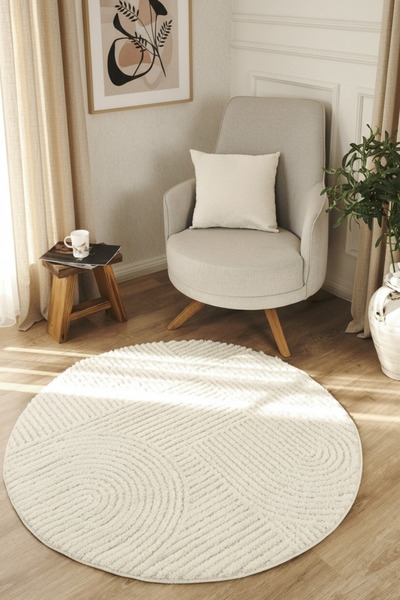 ESSENSE RUSTİC HALI Bukleli Sık Dokuma Yumuşak Peluş Krem Çocuk Odası Oturma ...