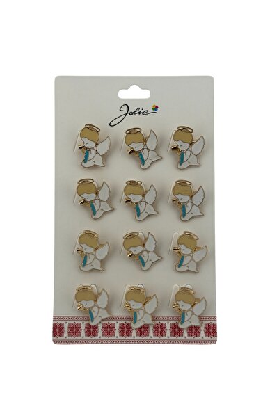 JOLIE Σετ 12 παιδικών καρφίτσες Martisor, Jolie, μοντέλο αγγέλου, λευκές