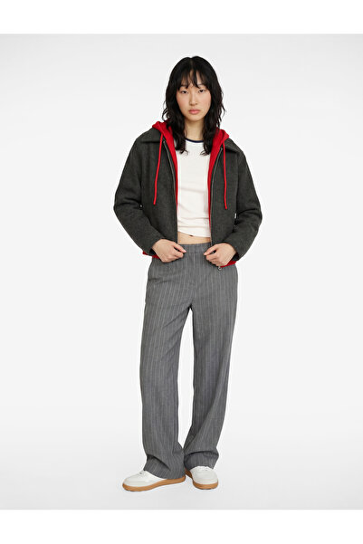 Koton Long Sleeve Zippered Classic Collar Pocket Detailed Jacket