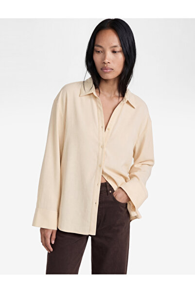 Koton Cămașă supradimensionat cu mâneci lungi și late, cu guler clasic, amest...