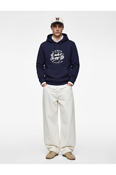 Koton Cotton Long Sleeve Printed Hooded Sweatshirt