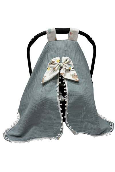 Happy Baby Dikiş Atölyesi Puset Takımı Puset Örtüsü Minderi Pamuklu Waffle Ku...