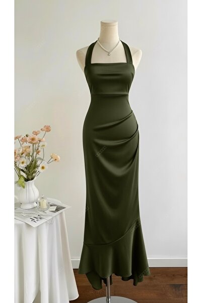 Dressco Melissa - Boyundan Bağlamalı Balık Form Volanlı Maxi Elbise