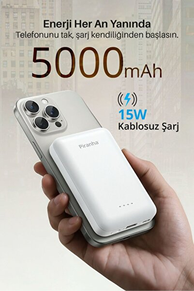Piranha 9010‑B 5000 mAh MagSafe Powerbank | Kablosuz & Kablolu 15W/20W/22.5W ...