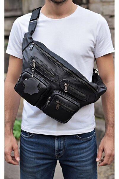 Mocikon Hakiki Deri Battal Boy Unisex Çapraz 9 Gözlü Bodybag Çanta