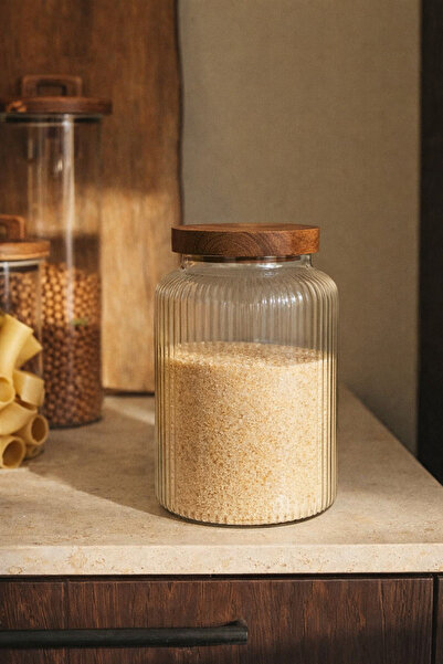 Bohemian Aura Acacia Glass Jar with Lid