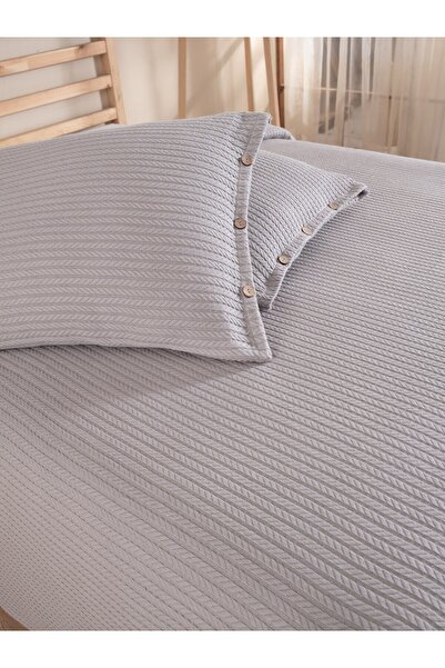 Cottonest غطاء سرير منسوج من قماش بيكيه مفرد مع وسادة