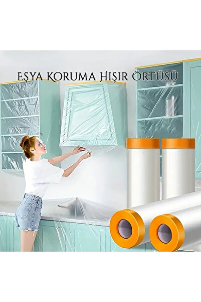 Yenimiyeni Yapışkanlı Boya Badana Eşya Koruma Hışır Örtüsü 15 Mt x 180 Cm Boy...