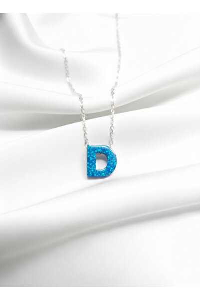 ÇEKİRDEK JEWELRY 925 Ayar Gümüş Zincirli Opal Taş Harf Kolye
