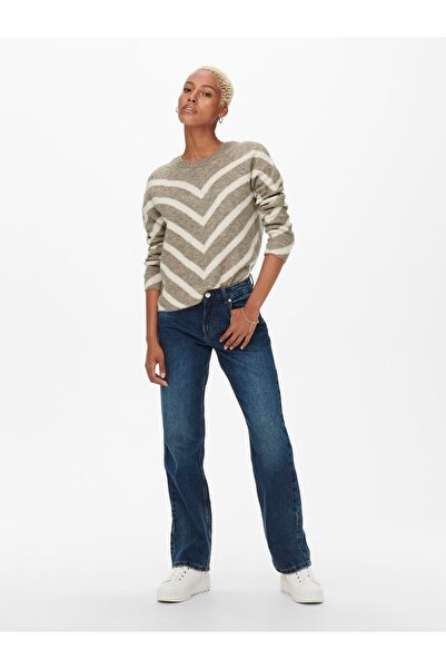 ONLY Μινιμαλιστικό ριγέ γυναικείο πουλόβερ με λαιμόκοψη V με μακρύ μανίκι