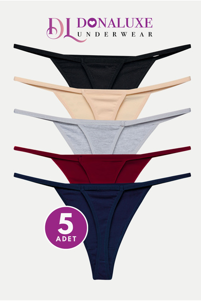 Donaluxe Women's Thong, Drawstring Thong, Cotton Soft Fabric, Pack of 5 Bglst