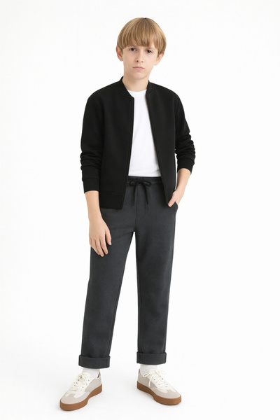 AHENGİM Pantaloni de sport de școală din țesătură de vafe de bază pentru băie...