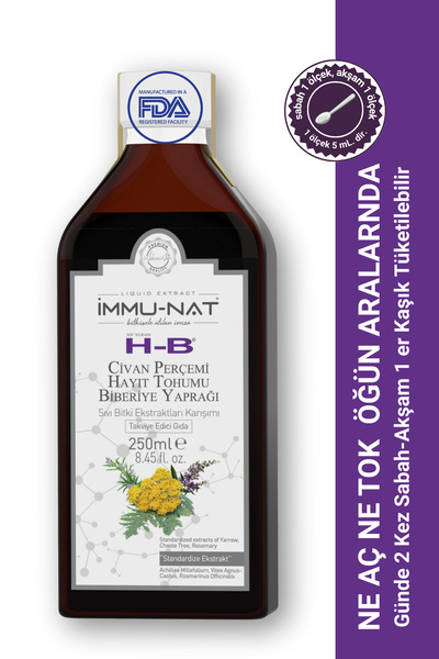 İmmu-Nat H-B Civan Perçemi Hayıt Tohumu Biberiye Yaprağı Sıvı Bitki Ekstraktl...