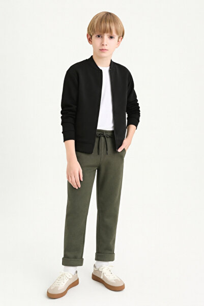 AHENGİM Pantaloni de sport de școală din țesătură de vafe de bază pentru băie...