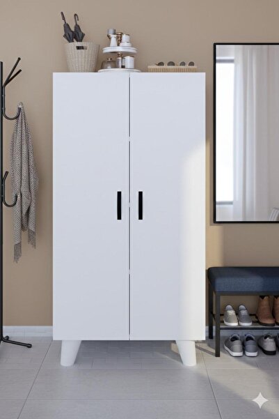 KZY 12r 4 Raflı 2 Kapaklı Ayakkabı Dolabı Ayakkabılık Çok Amaçlı Dolap Kiler ...