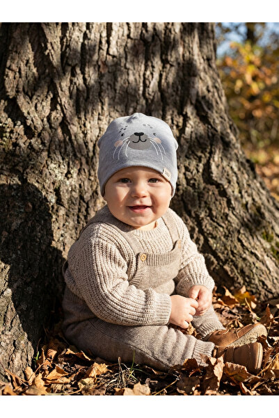 Kardelen Butik Denizli قبعة قطنية ممشطة بطبقة مزدوجة للأطفال الرضع من عمر 0 إ...