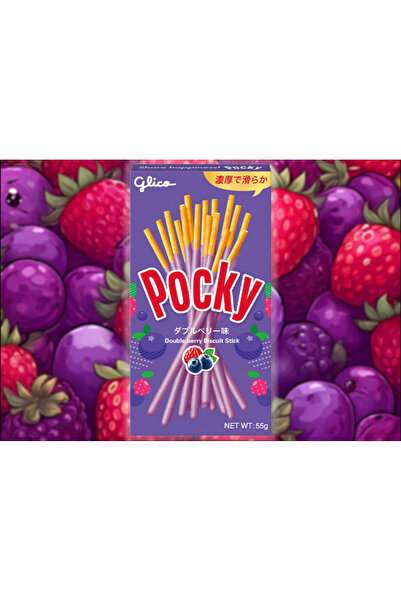 Glico Biscuiți Pocky cu Cremă de Afine și Zmeură, 55g
