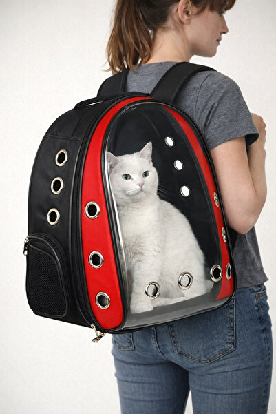 Ksburda Şeffaf Hava Kanallı Kırılmaz Cam Kedi Köpek Taşıma Seyahat Çanta 42*2...