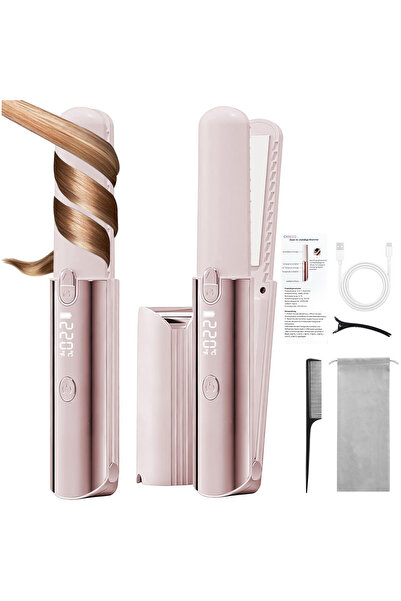 DLMDL Placă de îndreptat părul fără fir 2 în 1