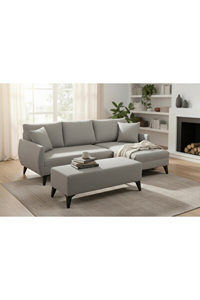 Vivense MELVA PUFLU KÖŞE, TAŞ RENGİ