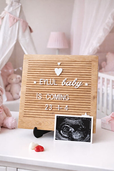 fikirstore Rustik Ahşap Mesaj Panosu Yazı Tahtası Ahşap Stantlı Beyaz Harf Se...