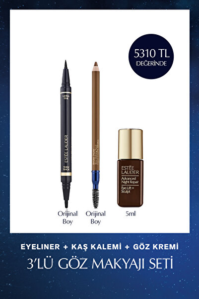 Estee Lauder 3'lü Göz Makyajı Seti - Siyah Eyeliner + Kaş Kalemi + Eye Lift+S...