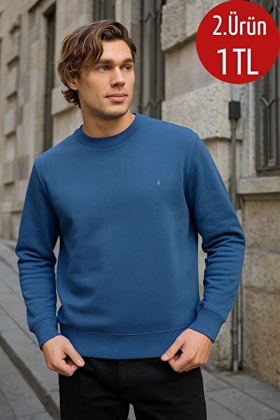 COMBİNE MİCHAİL Pánska mikina Indigo Color Basic Crew Neck