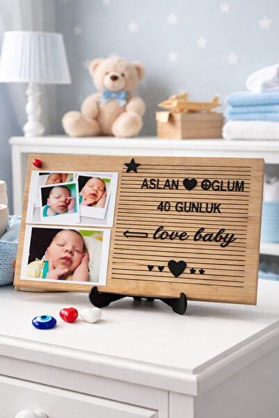 fikirstore Resimlikli Rustik Ahşap Mesaj Panosu Yazı Tahtası Ahşap Stantlı Si...