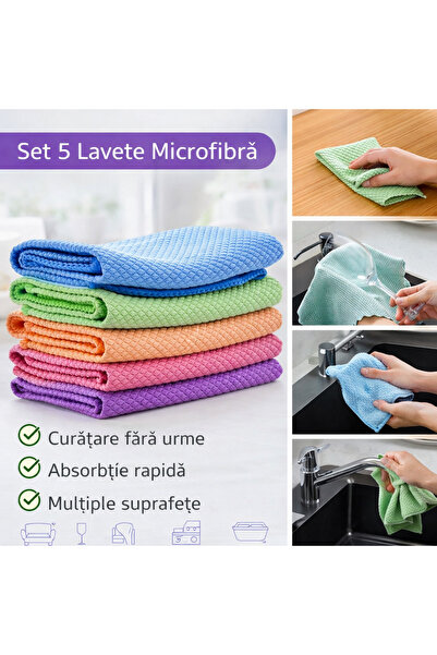 SMARTECH Lavete din microfibră, set de 5 piese, 25x25cm, multicolore