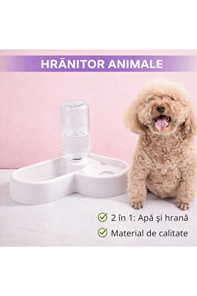 SMARTECH Hrănitor 2 în 1 pentru animale de companie, cu hrană și apă, 500 ml