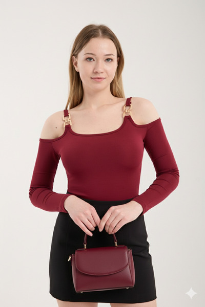 Lufthimm SEZON NOU BLUZĂ ELEGANTĂ CU MÂNECĂ LUNGĂ ȘI CATARAMĂ AURIE LA UMĂRĂ